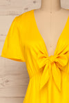 Catanas Yellow Short Sleeve Dress w/ Bow | La petite garçonne front close-up bow