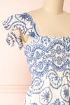 Cateline Openwork Midi Dress w/ Ruffled Straps | Boutique 1861 side close-up