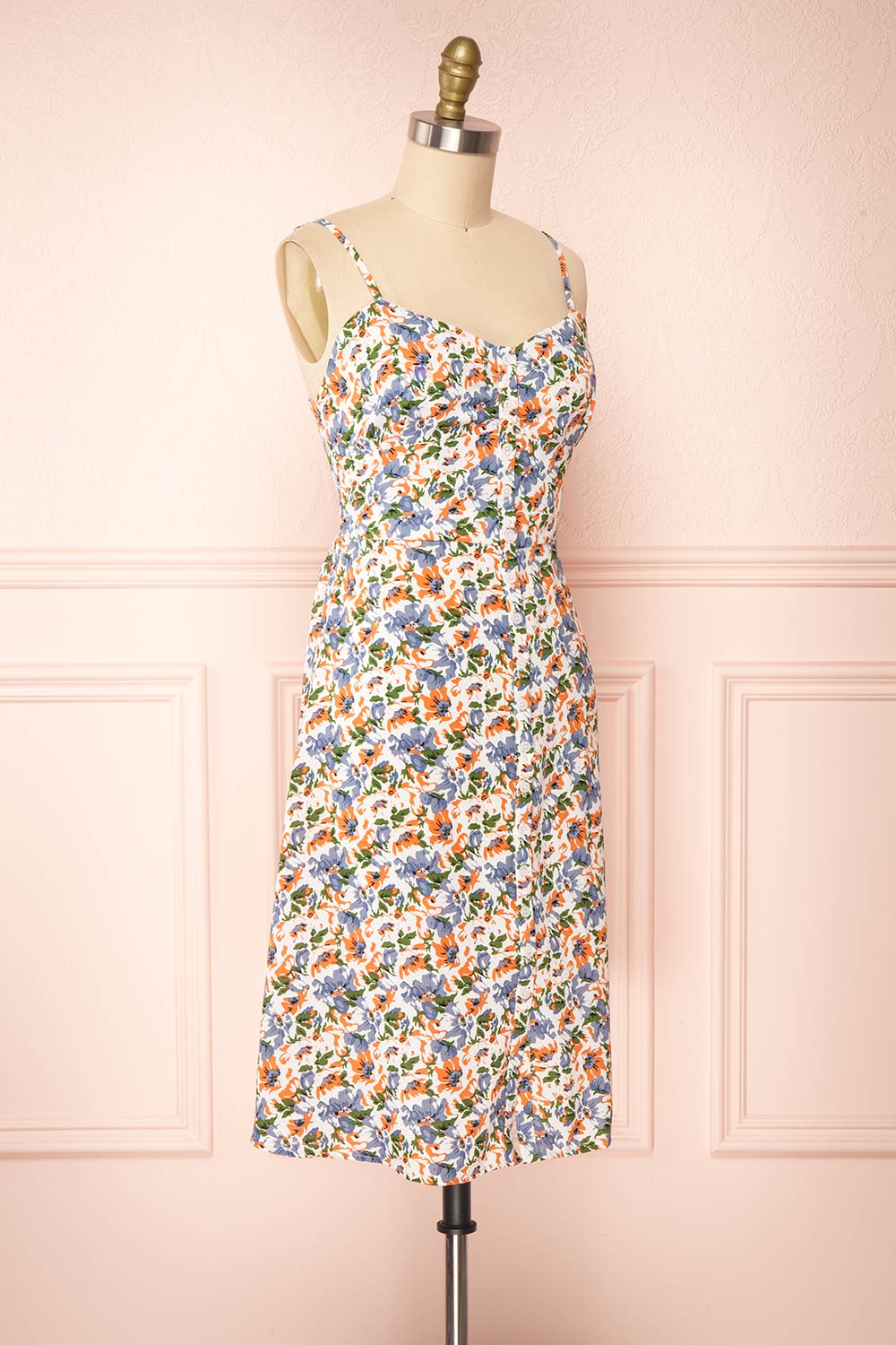 Catena Floral Buttoned Midi Dress | Boutique 1861 side view 