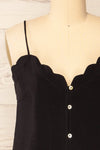 Catheline Black Cropped Button-Up Camisole | La petite garçonne front close-up