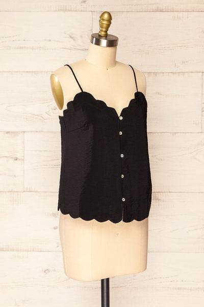 Catheline Black Cropped Button-Up Camisole | La petite garçonne side view