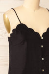 Catheline Black Cropped Button-Up Camisole | La petite garçonne side close-up