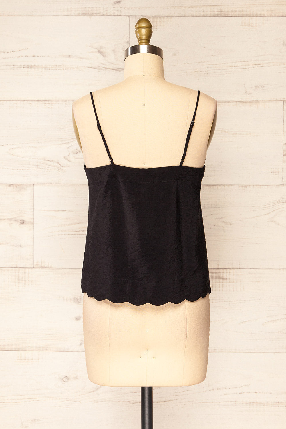 Catheline Black Cropped Button-Up Camisole | La petite garçonne back view