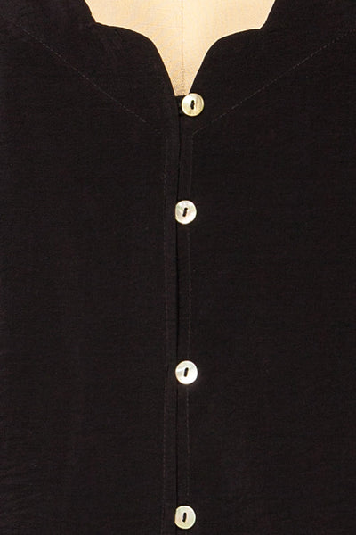 Catheline Black Cropped Button-Up Camisole | La petite garçonne fabric