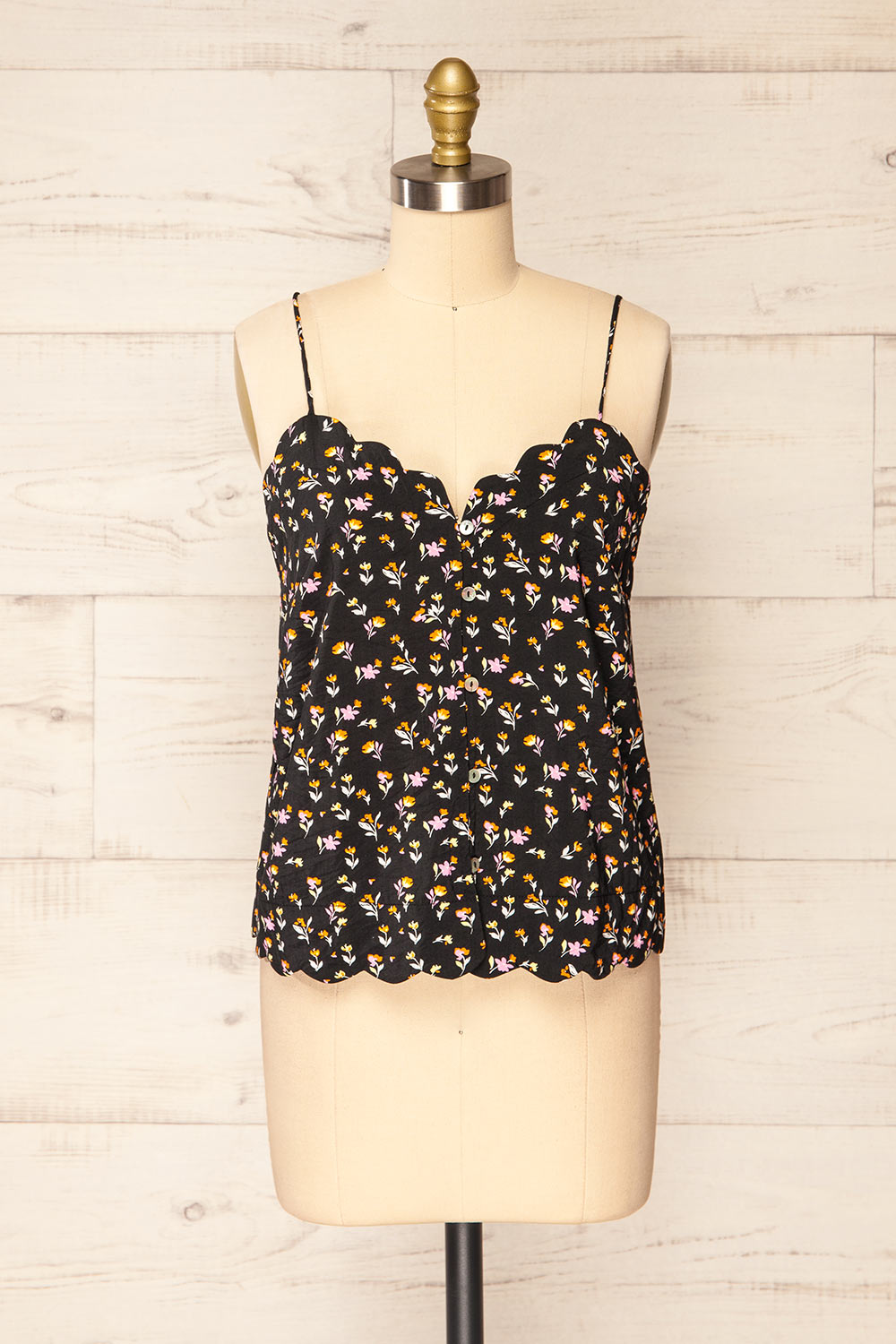 Catheline Floral Cropped Button-Up Camisole | La petite garçonne front view