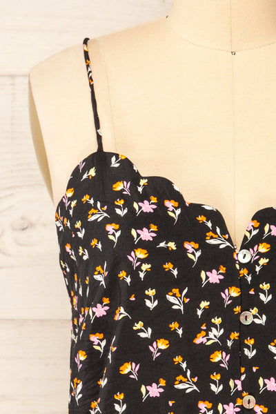Catheline Floral Cropped Button-Up Camisole | La petite garçonne front close-up