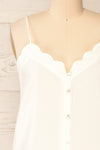 Catheline Ivory Cropped Button-Up Cami Top | La petite garçonne front close-up