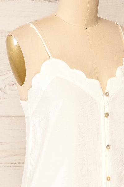 Catheline Ivory Cropped Button-Up Cami Top | La petite garçonne side close-up