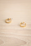 Cavalier Gold Hoop Earrings w/ Herringbone Pattern