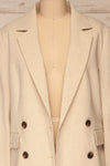 Cayarca Beige Linen Tailored Jacket | La petite garçonne front close-up open