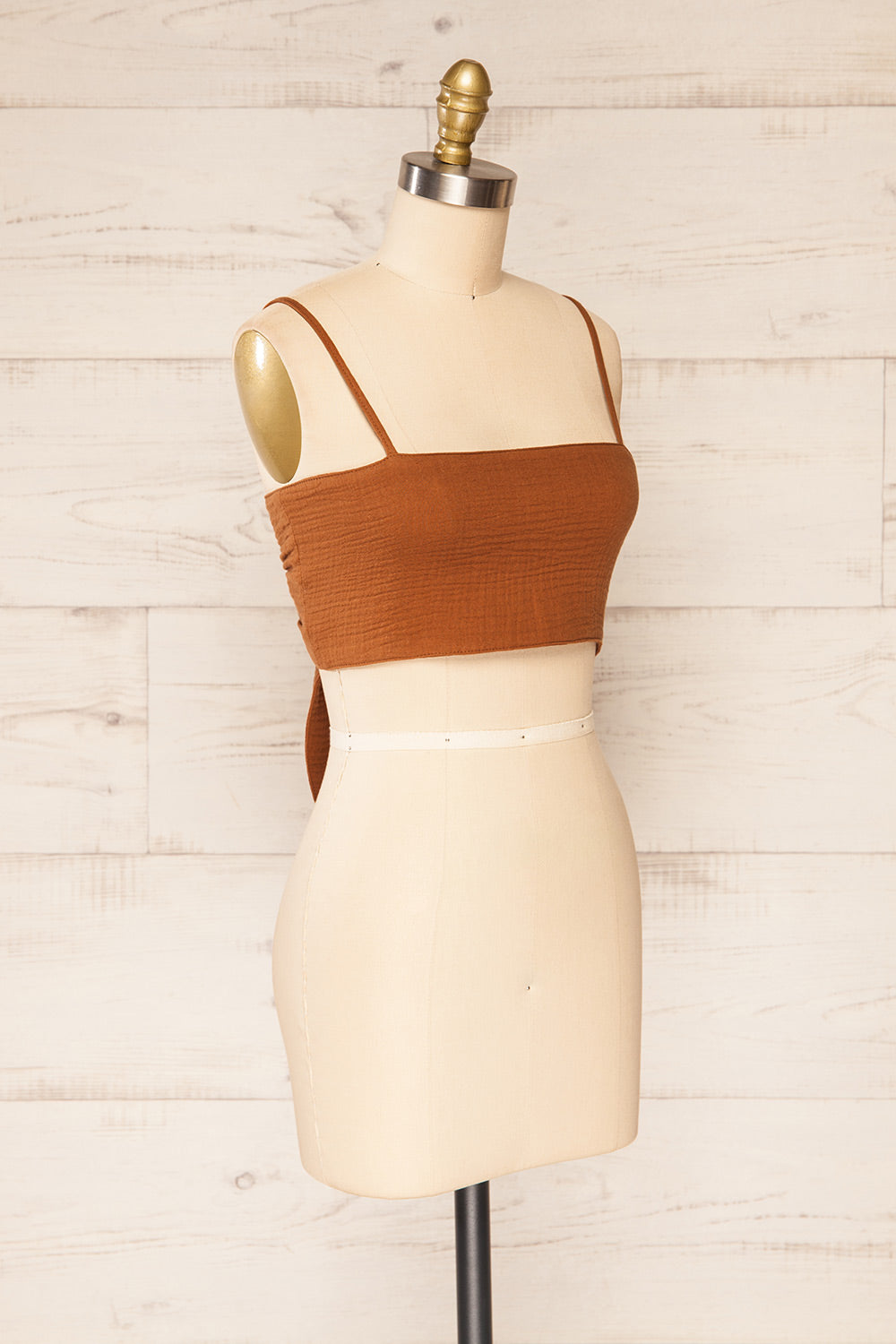 Cecile Cognac Tied Bandeau Crop Top | La petite garçonne side view