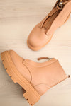 Celeriter Beige Faux-Leather Platform Boots | La petite garçonne flat view