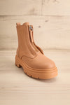 Celeriter Beige Faux-Leather Platform Boots | La petite garçonne front view