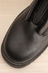 Celeriter Black Faux-Leather Platform Boots | La petite garçonne flat close-up
