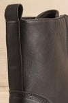 Celeriter Black Faux-Leather Platform Boots | La petite garçonne back close-up