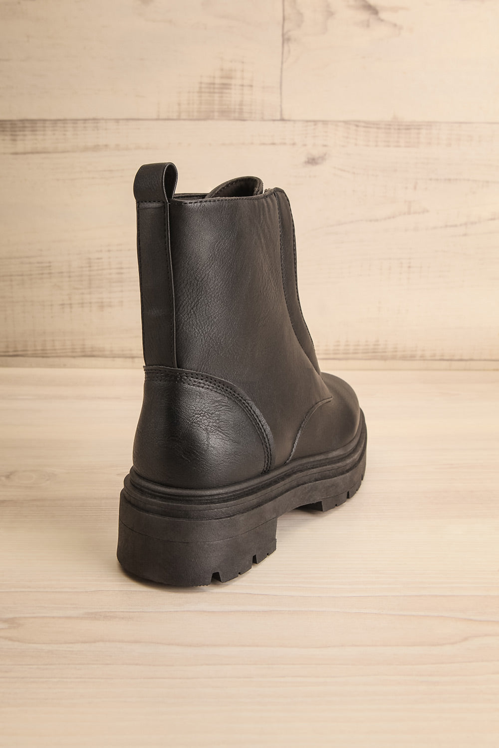 Celeriter Black Faux-Leather Platform Boots | La petite garçonne back view
