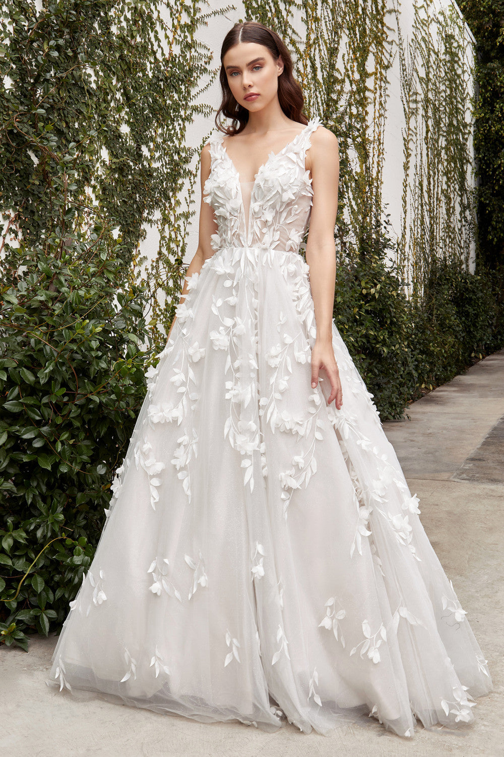 Modest Bridal by Mon Cheri TR22176 Illusion Sleeve Floral Wedding Gown -  MadameBridal.com