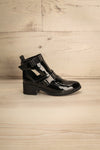 Celinia Black Patent Strapped Ankle Boots | La Petite Garçonne