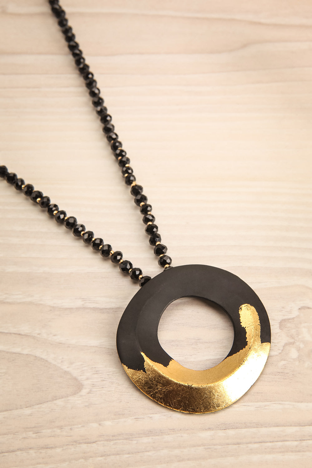 Celotium Black & Gold Long Pendant Necklace | La Petite Garçonne 1