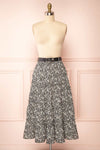 Cendol Black Tiered Floral Midi Skirt w/ Belt | Boutique 1861 front view