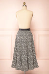 Cendol Black Tiered Floral Midi Skirt w/ Belt | Boutique 1861 back view
