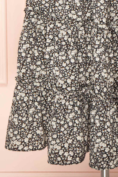 Cendol Black Tiered Floral Midi Skirt w/ Belt | Boutique 1861 bottom