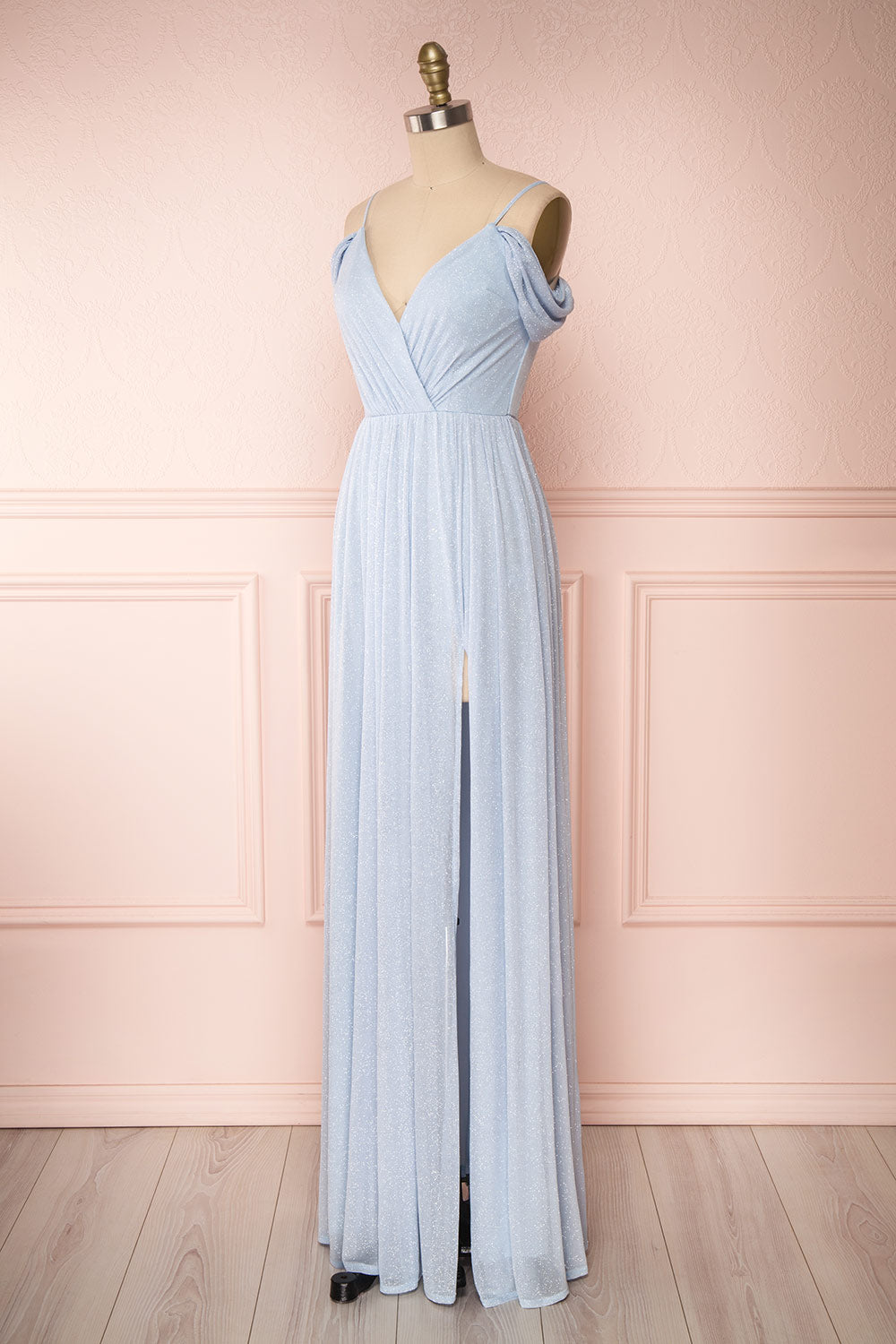 Cephee Dusty Blue Glitter Dress | Robe | Boutique 1861 side view 