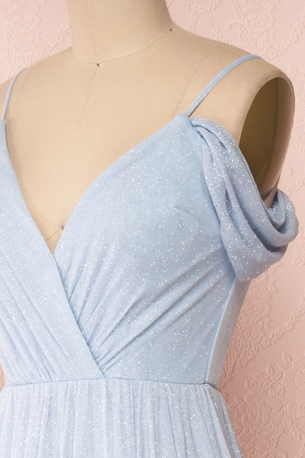 Cephee Dusty Blue Glitter Dress | Robe | Boutique 1861 side close-up