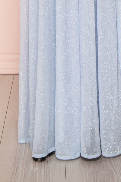 Cephee Dusty Blue Glitter Dress | Robe | Boutique 1861 bottom close-up