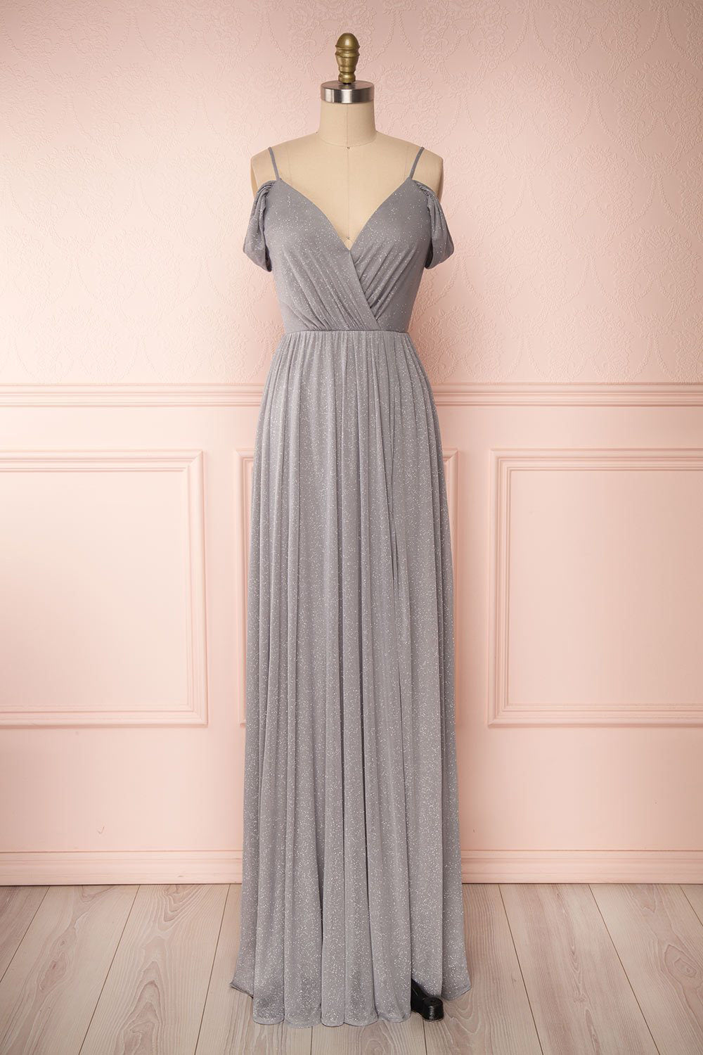 Cephee Grey Maxi Glitter Dress | Boutique 1861 front