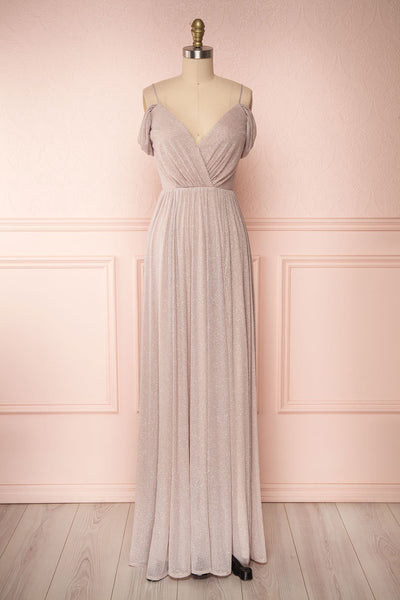 Cephee Taupe Maxi Glitter Dress | Boutique 1861 plus