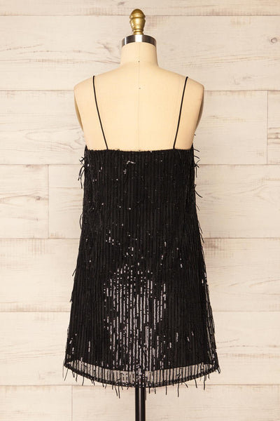 Cerdanyola Short Black Sequin Dress | La petite garçonne back view