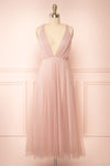 Cersei Pink Plunging Neckline Tulle Midi Dress | Boutique 1861 front view