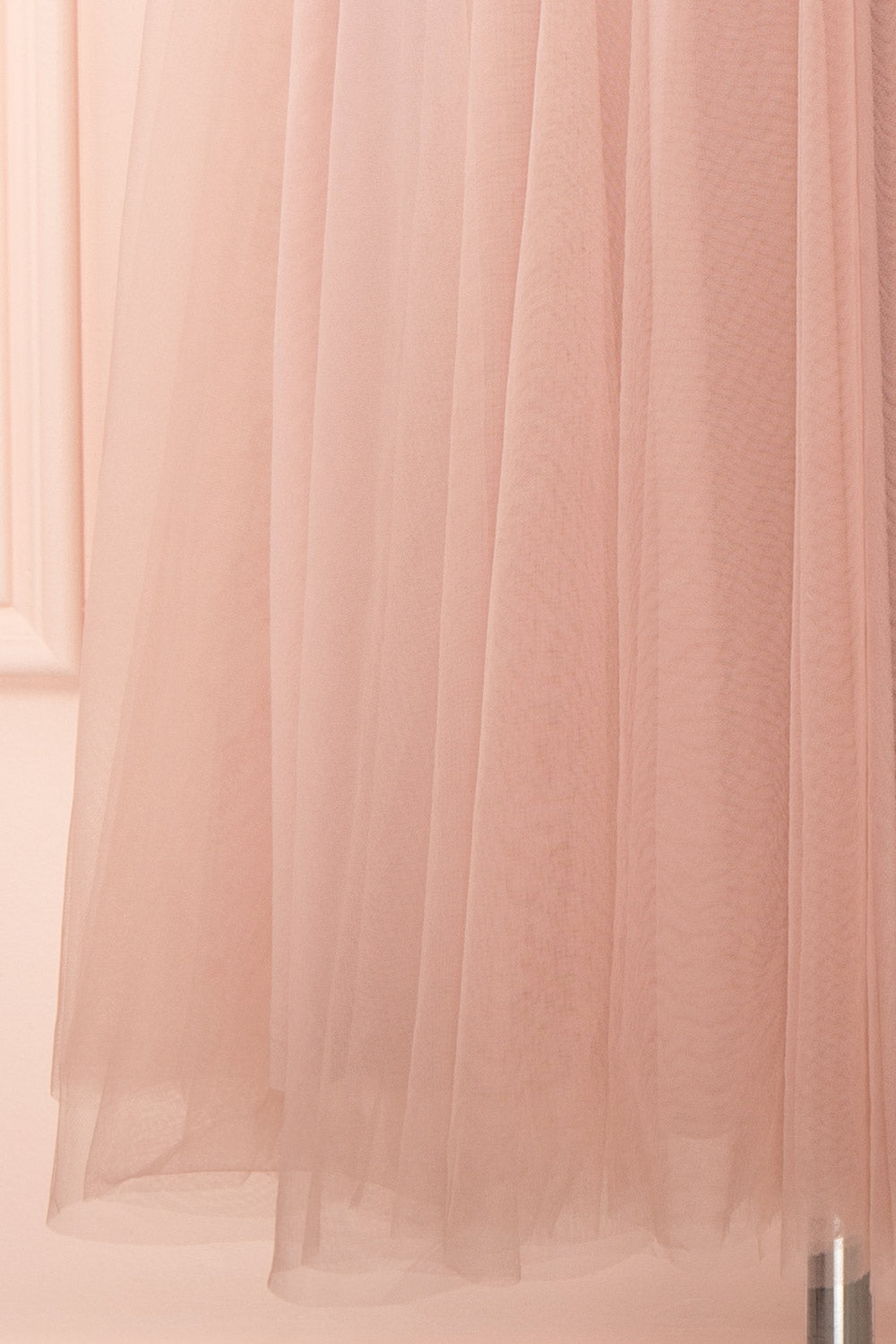 Cersei Pink Plunging Neckline Tulle Midi Dress | Boutique 1861 bottom 