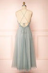 Cersei Sage Plunging Neckline Tulle Midi Dress | Boutique 1861 back view