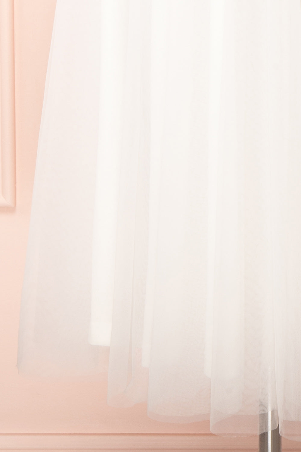 Cersei White Plunging Neckline Tulle Midi Dress | Boutique 1861 bottom 