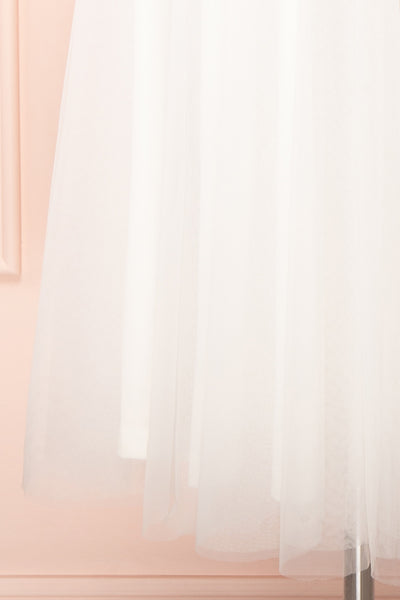 Cersei White Plunging Neckline Tulle Midi Dress | Boutique 1861 bottom