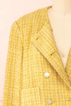 Cerys Vintage Inspired Yellow Tweed Jacket | Boutique 1861 open close-up