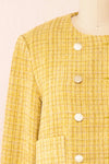 Cerys Vintage Inspired Yellow Tweed Jacket | Boutique 1861 front close-up