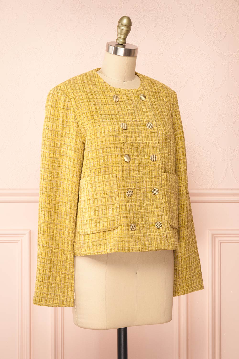 2025SS✨Lisière Bisentino Tweed Jacket Cerys Vintage Inspired Yellow Tweed Jacket | Boutique 1861