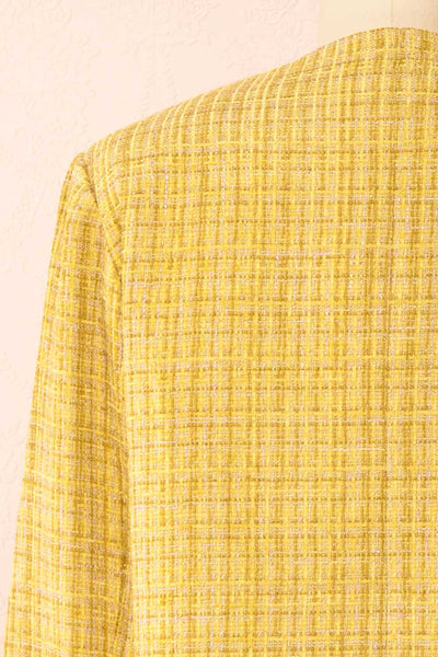 Cerys Vintage Inspired Yellow Tweed Jacket | Boutique 1861 back close-up