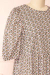 Cesana Black Puffy Sleeve Floral Print Dress | Boutique 1861 side close-up