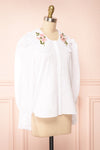 Cesile White Blouse w/ Embroidered Peter-Pan Collar | Boutique 1861 side view