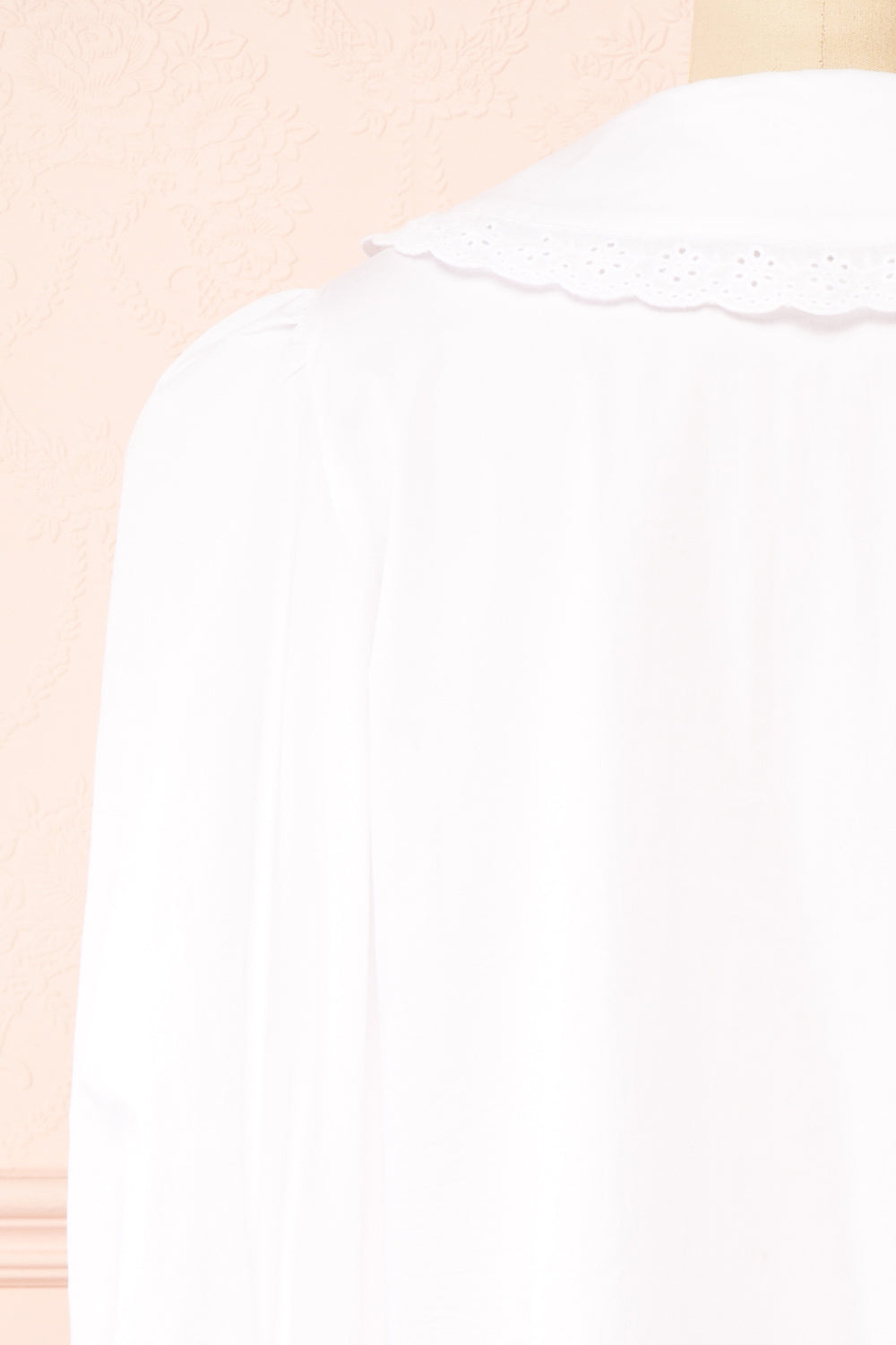 Cesile White Blouse w/ Embroidered Peter-Pan Collar | Boutique 1861 back close-up