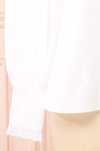 Cesile White Blouse w/ Embroidered Peter-Pan Collar | Boutique 1861 bottom