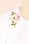 Cesile White Blouse w/ Embroidered Peter-Pan Collar | Boutique 1861 fabric
