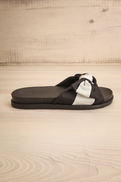 Chaarme Black Slide Sandals with Bow | La petite garçonne side view