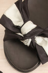 Chaarme Black Slide Sandals with Bow | La petite garçonne flat close-up