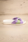 Chaarme Lavender Slide Sandals with Bow | La petite garçonne side view
