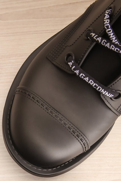 Chalabre Black Lace-Up Ankle Boots flat lay close-up | La Petite Garçonne Chpt. 2